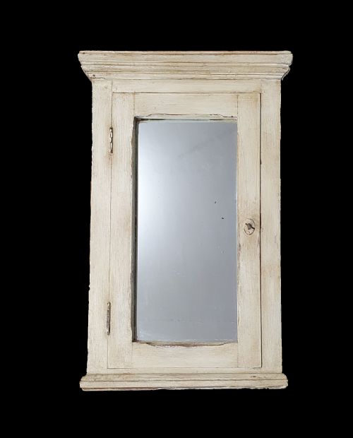 1920 FRENCH DISTRESSED BATHROOM CABINET WITH MIRROR ORIGINAL KEY - ADDITIONAL PHOTO 1