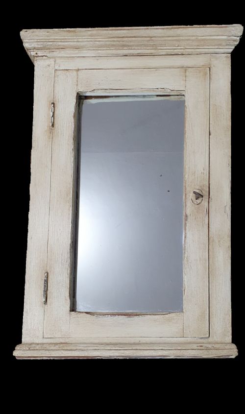 1920 FRENCH DISTRESSED BATHROOM CABINET WITH MIRROR ORIGINAL KEY - ADDITIONAL PHOTO 2