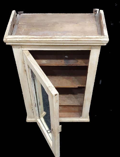 1920 FRENCH DISTRESSED BATHROOM CABINET WITH MIRROR ORIGINAL KEY - ADDITIONAL PHOTO 3