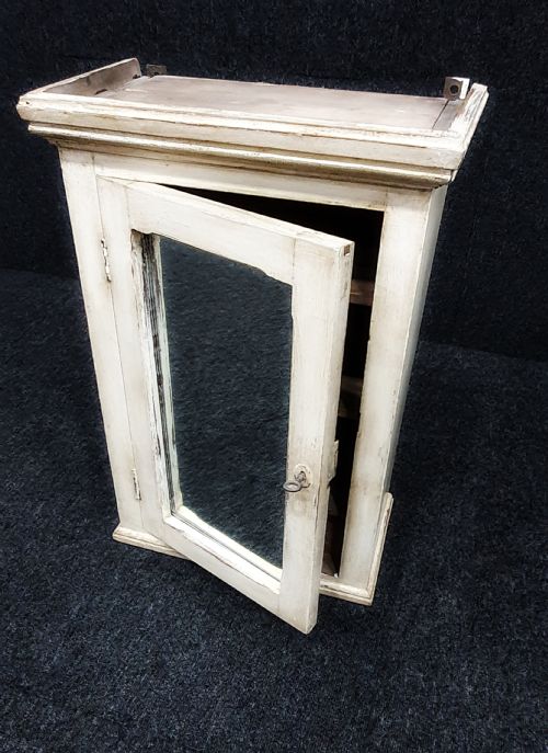 1920 FRENCH DISTRESSED BATHROOM CABINET WITH MIRROR ORIGINAL KEY - ADDITIONAL PHOTO 5