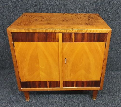 SCANDINAVIAN ART DECO WALNUT VENEER MAPLE CUPBOARD C 1930 - ADDITIONAL PHOTO 11