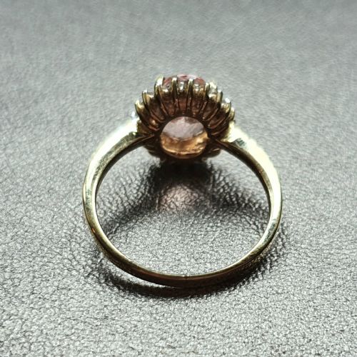 MORGANITE WITH DIAMOND HALO SHOULDERS 9CT GOLD RING SIZE N - ADDITIONAL PHOTO 6