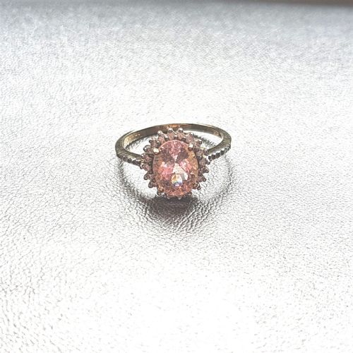 MORGANITE WITH DIAMOND HALO SHOULDERS 9CT GOLD RING SIZE N - ADDITIONAL PHOTO 7