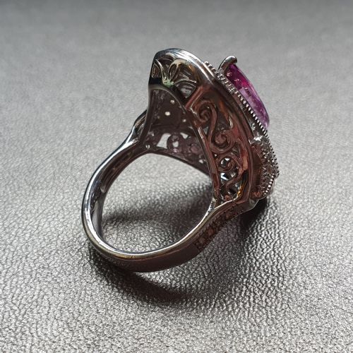 VINTAGE MARQUISE PINK TOPAZ 925 SILVER RING ART DECO STYLE SIZE N O - ADDITIONAL PHOTO 4