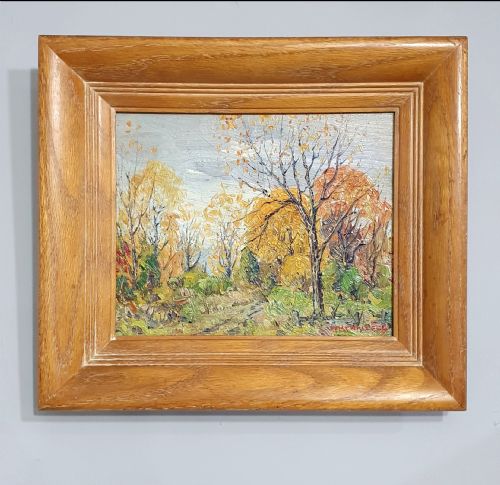 EARLY AUTUMN 1925 EXHIBITION OIL ON BOARD AMERICAN IMPRESSIONIST EMILE WALTERS ORIGINAL FRAME EXHIBITION LABEL - ADDITIONAL PHOTO 13