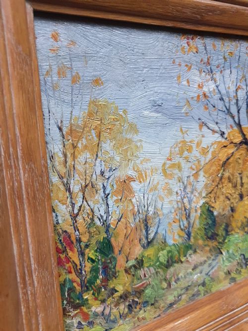 EARLY AUTUMN 1925 EXHIBITION OIL ON BOARD AMERICAN IMPRESSIONIST EMILE WALTERS ORIGINAL FRAME EXHIBITION LABEL - ADDITIONAL PHOTO 11