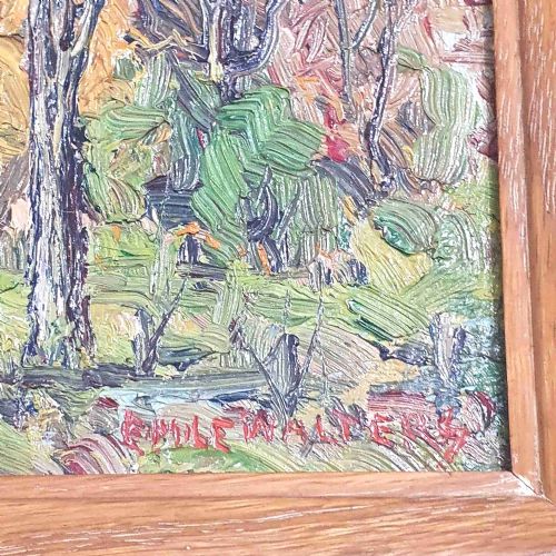 EARLY AUTUMN 1925 EXHIBITION OIL ON BOARD AMERICAN IMPRESSIONIST EMILE WALTERS ORIGINAL FRAME EXHIBITION LABEL - ADDITIONAL PHOTO 6