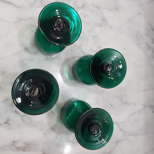GEORGIAN BRISTOL GREEN WINE GLASS GOBLETS SET OF 4 C 1840 - ADDITIONAL PHOTO 13