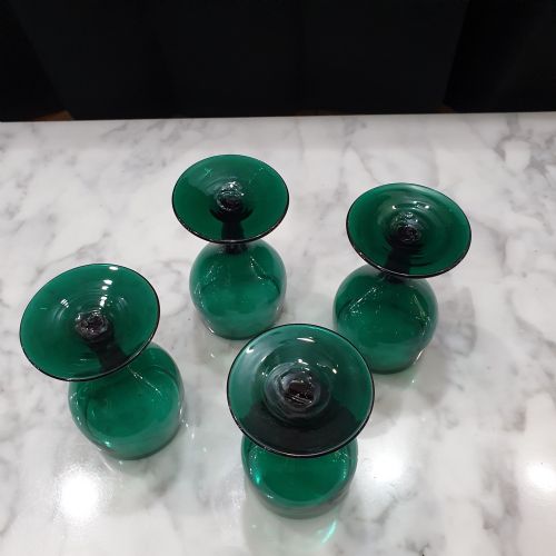 GEORGIAN BRISTOL GREEN WINE GLASS GOBLETS SET OF 4 C 1840 - ADDITIONAL PHOTO 12