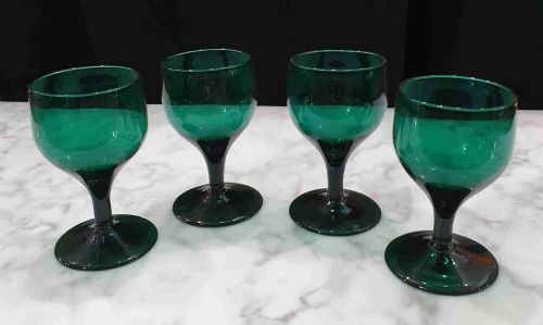 GEORGIAN BRISTOL GREEN WINE GLASS GOBLETS SET OF 4 C 1840 - ADDITIONAL PHOTO 16