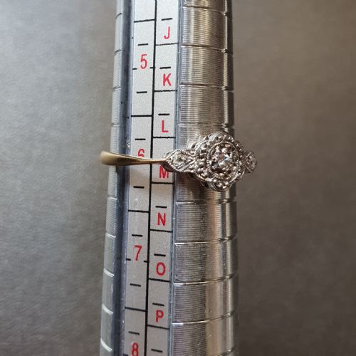 ART DECO OLD CUT DIAMOND ON PLATINUM 9 CARAT GOLD RING SIZE L M C 1920 - ADDITIONAL PHOTO 4