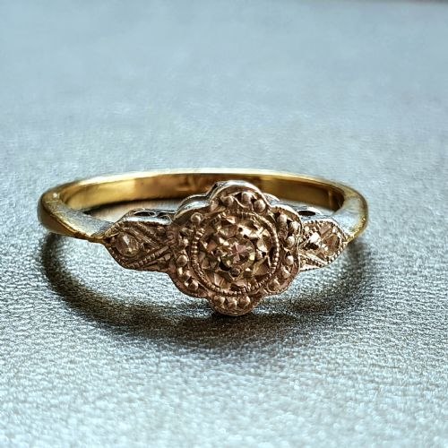 ART DECO OLD CUT DIAMOND ON PLATINUM 9 CARAT GOLD RING SIZE L M C 1920 - ADDITIONAL PHOTO 9