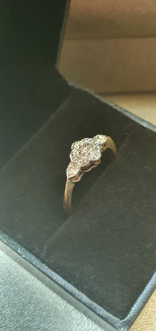 ART DECO OLD CUT DIAMOND ON PLATINUM 9 CARAT GOLD RING SIZE L M C 1920 - ADDITIONAL PHOTO 14