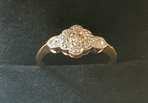ART DECO OLD CUT DIAMOND ON PLATINUM 9 CARAT GOLD RING SIZE L M C 1920 - ADDITIONAL PHOTO 15