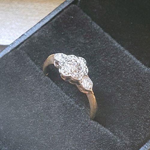 ART DECO OLD CUT DIAMOND ON PLATINUM 9 CARAT GOLD RING SIZE L M C 1920 - ADDITIONAL PHOTO 16