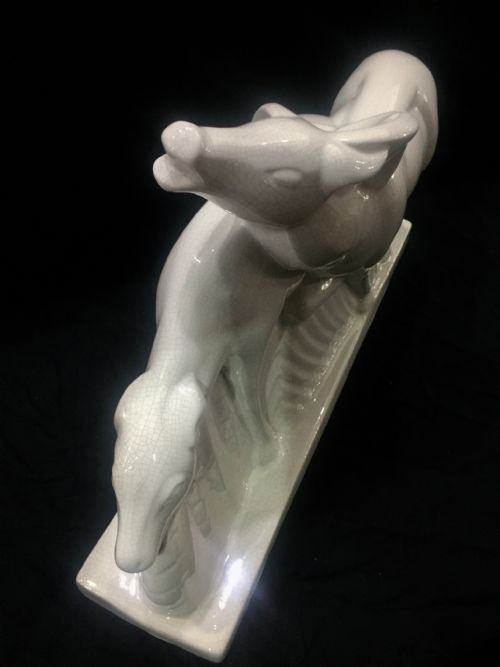 LEMANCEAU FRENCH ART DECO CRAQUELE DEER C1930 - ADDITIONAL PHOTO 2