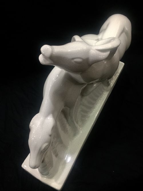 LEMANCEAU FRENCH ART DECO CRAQUELE DEER C1930 - ADDITIONAL PHOTO 5
