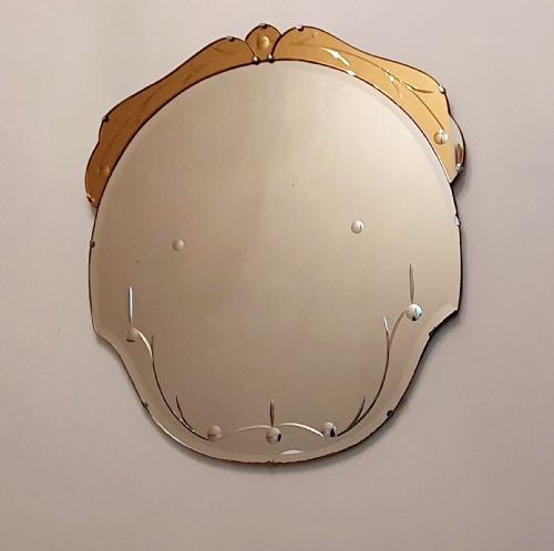 ART DECO MIRROR WITH PEACH TOP SCROLL 1930S - ADDITIONAL PHOTO 1