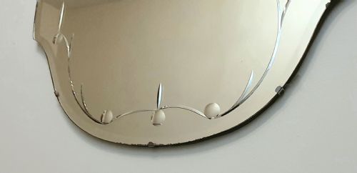 ART DECO MIRROR WITH PEACH TOP SCROLL 1930S - ADDITIONAL PHOTO 5