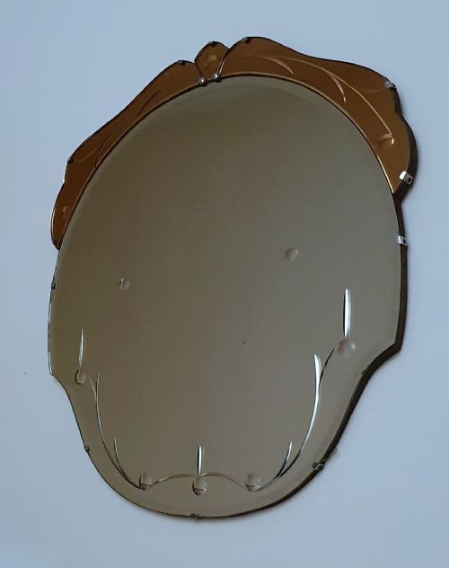 ART DECO MIRROR WITH PEACH TOP SCROLL 1930S - ADDITIONAL PHOTO 9