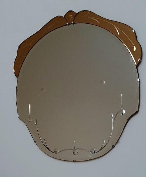 ART DECO MIRROR WITH PEACH TOP SCROLL 1930S - ADDITIONAL PHOTO 10