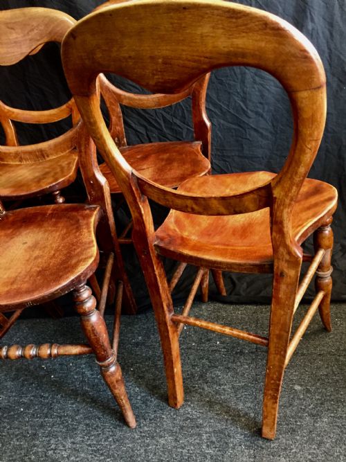 VICTORIAN KITCHEN CHAIRS SET OF 6 C1880 - ADDITIONAL PHOTO 5