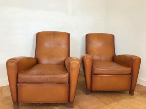 PAIR OF FRENCH ART DECO LEATHER CLUB CHAIRS C1930 - ADDITIONAL PHOTO 2