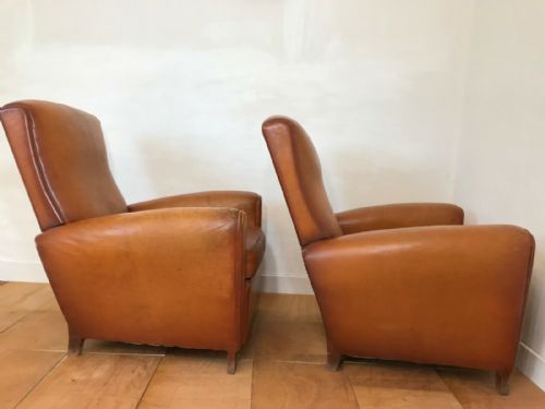 PAIR OF FRENCH ART DECO LEATHER CLUB CHAIRS C1930 - ADDITIONAL PHOTO 4