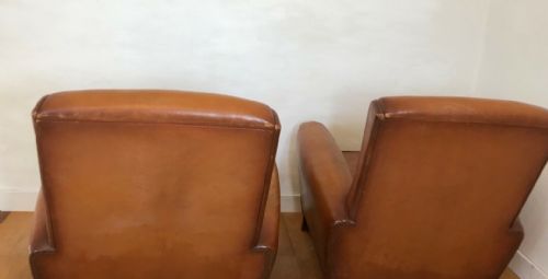 PAIR OF FRENCH ART DECO LEATHER CLUB CHAIRS C1930 - ADDITIONAL PHOTO 5
