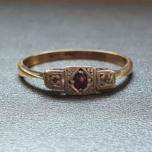 ART DECO RING RUBY DIAMOND PALLADIUM 9CT GOLD SIZE P - ADDITIONAL PHOTO 9