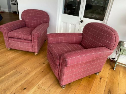 PAIR ART DECO REUPHOLSTERED CLUB ARMCHAIRS C1920 - ADDITIONAL PHOTO 1