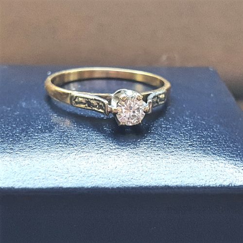 ART DECO RING DIAMOND SOLITAIRE 18CT GOLD ENGAGEMENT SIZE K - ADDITIONAL PHOTO 1