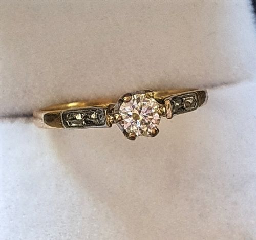 ART DECO RING DIAMOND SOLITAIRE 18CT GOLD ENGAGEMENT SIZE K - ADDITIONAL PHOTO 3