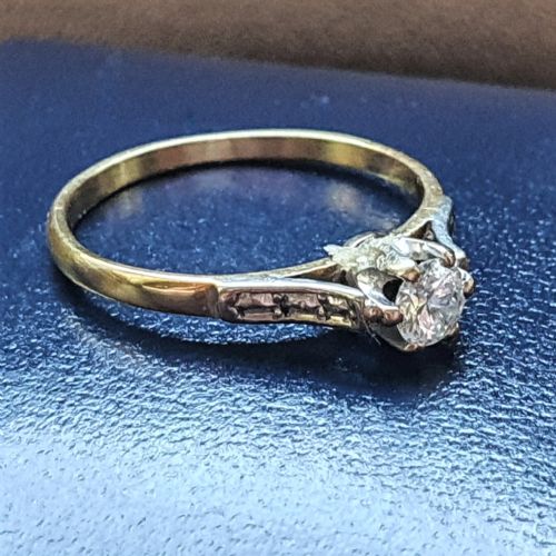 ART DECO RING DIAMOND SOLITAIRE 18CT GOLD ENGAGEMENT SIZE K - ADDITIONAL PHOTO 4