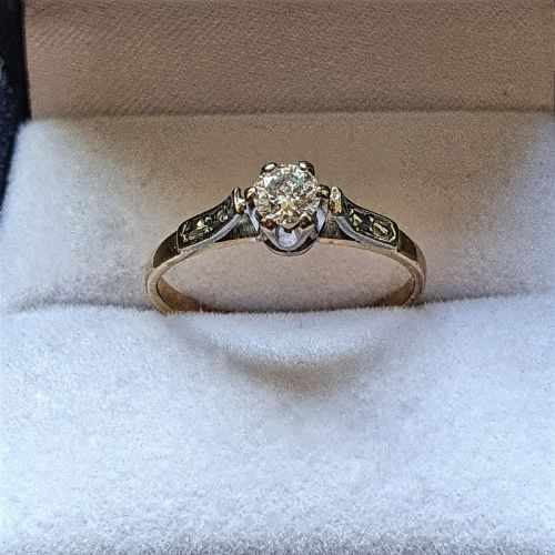 ART DECO RING DIAMOND SOLITAIRE 18CT GOLD ENGAGEMENT SIZE K - ADDITIONAL PHOTO 6