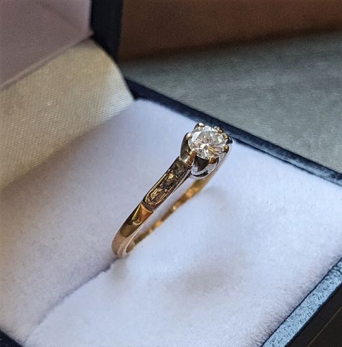ART DECO RING DIAMOND SOLITAIRE 18CT GOLD ENGAGEMENT SIZE K - ADDITIONAL PHOTO 10