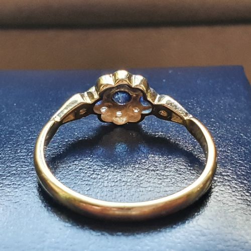 SWISS CUT DIAMOND SAPPHIRE RING 9CT GOLD SIZE O - ADDITIONAL PHOTO 10