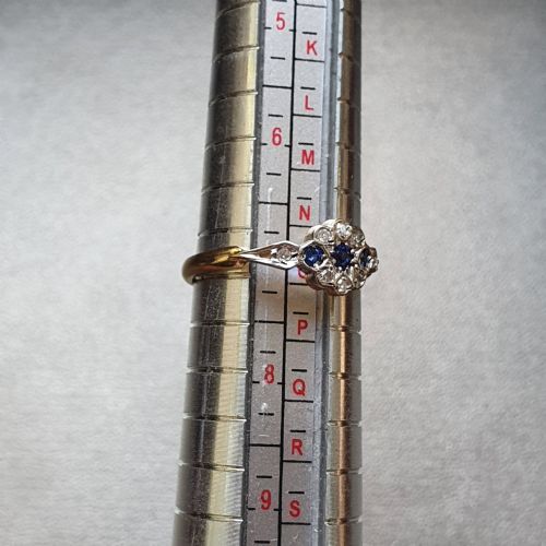 SWISS CUT DIAMOND SAPPHIRE RING 9CT GOLD SIZE O - ADDITIONAL PHOTO 6