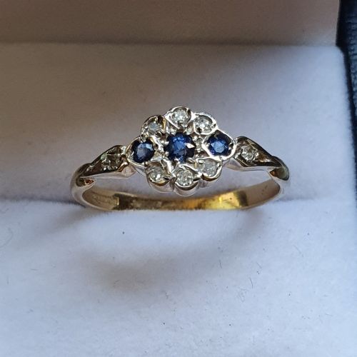 SWISS CUT DIAMOND SAPPHIRE RING 9CT GOLD SIZE O - ADDITIONAL PHOTO 9