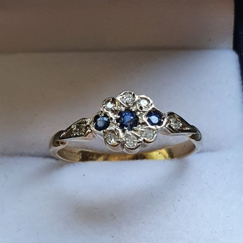 SWISS CUT DIAMOND SAPPHIRE RING 9CT GOLD SIZE O - ADDITIONAL PHOTO 12