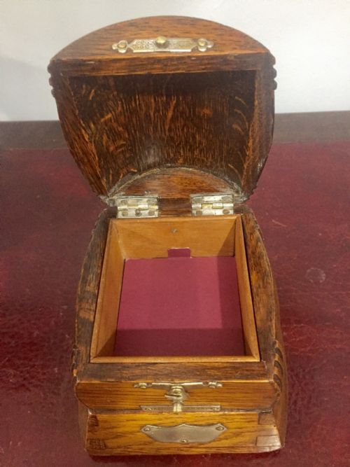 MUSIC BOX CARVED WOOD IN THE FORM OF A BARREL 19C - ADDITIONAL PHOTO 1