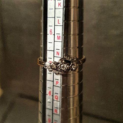 ART DECO RING DIAMOND PLATINUM 18CT GOLD SIZE N C1930S - ADDITIONAL PHOTO 6
