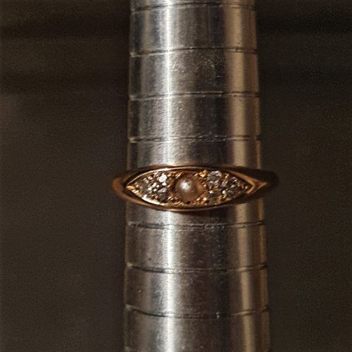 VICTORIAN DIAMOND PEARL 18CT GOLD 1893 RING SIZE N - ADDITIONAL PHOTO 7