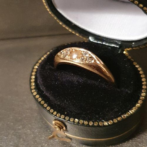 VICTORIAN DIAMOND PEARL 18CT GOLD 1893 RING SIZE N - ADDITIONAL PHOTO 4