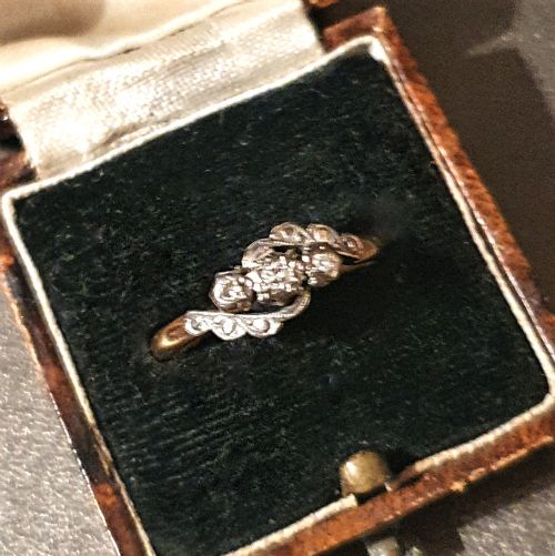 ART DECO RING DIAMOND PLATINUM 18CT GOLD SIZE N C1930S - ADDITIONAL PHOTO 10