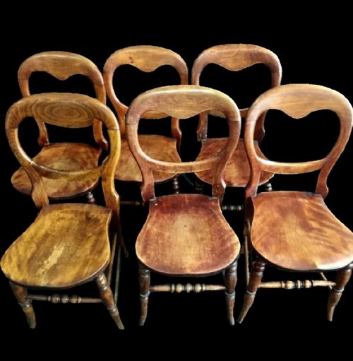 victorian kitchen chairs set of 6 c1880 - CATEGORY: ANTIQUE CHAIRS - DATED VICTORIAN