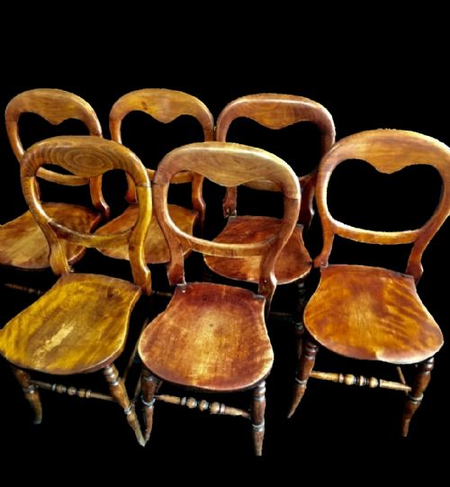 VICTORIAN KITCHEN CHAIRS SET OF 6 C1880 - ADDITIONAL PHOTO 2