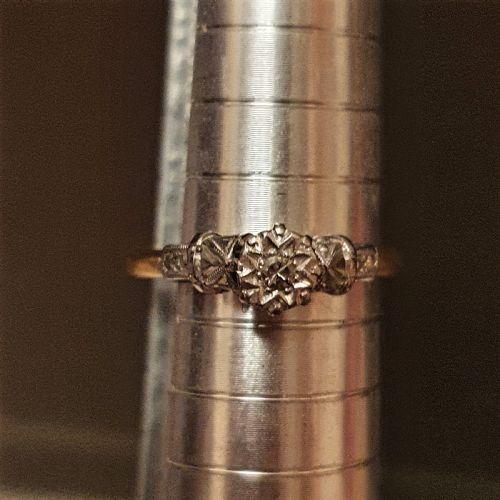 ART DECO RING STAR DIAMOND PLATINUM 18CT GOLD SIZE L - ADDITIONAL PHOTO 12