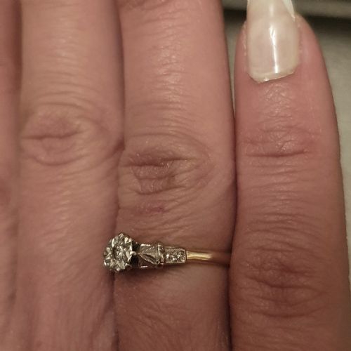 ART DECO RING STAR DIAMOND PLATINUM 18CT GOLD SIZE L - ADDITIONAL PHOTO 15