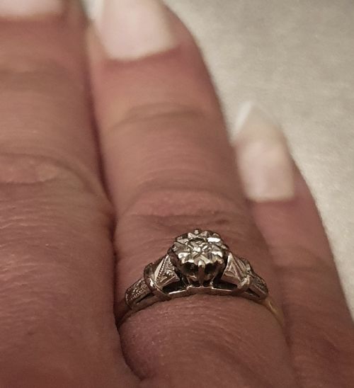 ART DECO RING STAR DIAMOND PLATINUM 18CT GOLD SIZE L - ADDITIONAL PHOTO 16